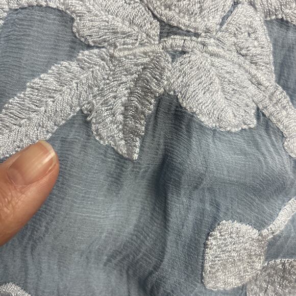 Sundance Gretty Zueger Sadie Top Womens S Blue Silk Floral Overlay Bell Sleeve - Picture 8 of 9